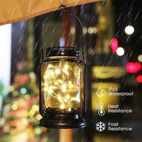 img 1 attached to 🌞 Solar Lights Outdoor Garden Decorative: E-Kong Christmas Hanging Solar Lantern Mason Jar Lights with 30 Led String Lights - 2 Pack for Patio, Yard, Balcony, Thanksgiving - Perfect Gift