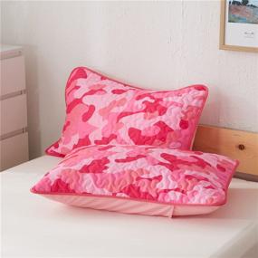 img 1 attached to 🌸 Holawakaka Pink Camo Quilted Coverlet Set - Stylish Bedding for Men, Kids, and Teens: All-Season Camouflage Bedspread in Twin Size