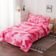 🌸 holawakaka pink camo quilted coverlet set - stylish bedding for men, kids, and teens: all-season camouflage bedspread in twin size logo