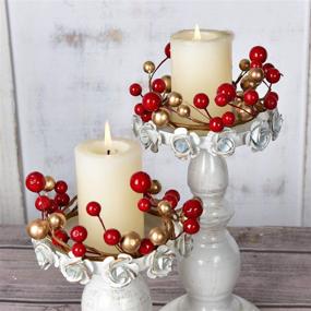 img 1 attached to 🕯️ Decorative Glass Tealight Candle Holder Set with Red Gold Berry Rings: Ideal for Christmas, Home, Wedding, Living Room, and Bedroom Decor - DearHouse 6 Pcs