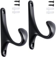 industrial heavy duty black towel hooks - 4 pack, wall mounted iron hooks for coats, robes, and bathroom storage. complete with mounting hardware for farmhouse, retro, and diy projects. each hook sold separately. logo