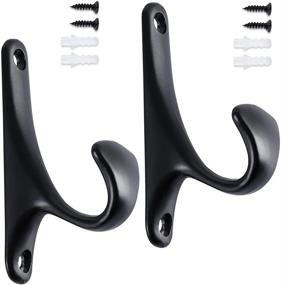 img 4 attached to Industrial Heavy Duty Black Towel Hooks - 4 Pack, Wall Mounted Iron Hooks for Coats, Robes, and Bathroom Storage. Complete with Mounting Hardware for Farmhouse, Retro, and DIY Projects. Each Hook Sold Separately.