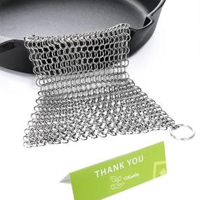 img 4 attached to 🍳 EcoComely Large Chainmail Scrubber - Stainless Steel 8x6 - Ideal for Lodge Cast Iron Skillet, Dutch Oven, Griddle, Grill Pan, Cookware &amp; Pot - Say Goodbye to Dirty Sponges with our Cast Iron Scraper!