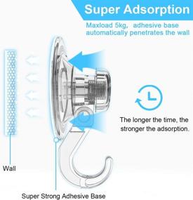 img 2 attached to 🛁 🇷🇺 Вакуумные клинки LUXEAR с клейкими крючками: Надежный комплект из 2 штук для ванной и душевых стен - Сверхмощные и многоразовые вешалки