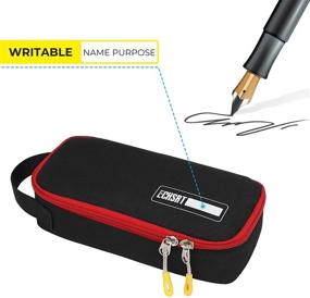 img 3 attached to 🖊 Durable Large Pencil Case: High Capacity Pen Pouch with Handle, Ideal for Students and Professionals - Black