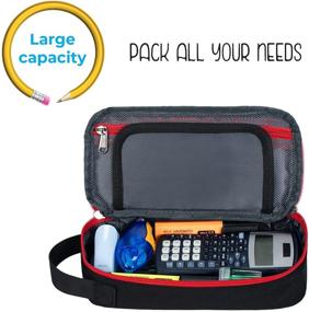 img 1 attached to 🖊 Durable Large Pencil Case: High Capacity Pen Pouch with Handle, Ideal for Students and Professionals - Black