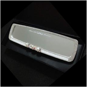 img 3 attached to Siyibb Crystal Diamond Car Rear View 💎 Mirror - Elegant White Decoration for Interior Rearview Mirror