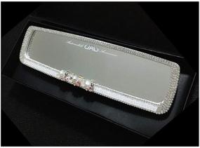 img 1 attached to Siyibb Crystal Diamond Car Rear View 💎 Mirror - Elegant White Decoration for Interior Rearview Mirror