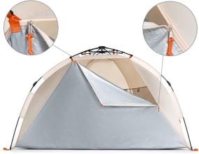 img 1 attached to 🏖️ Easthills Outdoors Instant Shader Extended L Easy Up Beach Tent Sun Shelter with Zippered Porch - Perfect for 2-4 Person