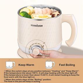 img 1 attached to Stariver Electric Hot Pot, 1.8L Cooker, Multi-Functional Mini Pot for Noodles, Soup, 🍲 Porridge, Dumplings, Eggs, Pasta + Keep Warm Function, Overheating & Boil Dry Protection, Beige