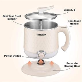 img 2 attached to Stariver Electric Hot Pot, 1.8L Cooker, Multi-Functional Mini Pot for Noodles, Soup, 🍲 Porridge, Dumplings, Eggs, Pasta + Keep Warm Function, Overheating & Boil Dry Protection, Beige