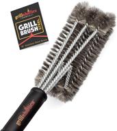 grillaholics essential steel grill brush: triple machine tested, stainless steel wire for deep grill cleaning, lifetime manufacturer warranty logo