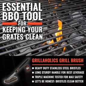 img 3 attached to Grillaholics Essential Steel Grill Brush: Triple Machine Tested, Stainless Steel Wire for Deep Grill Cleaning, Lifetime Manufacturer Warranty