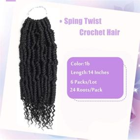 img 2 attached to 💣6 пакетов волнистых растяжек Bomb Twist Crochet Hair, 14 дюймов - Наращивание волос Spring Twist - Синтетические волнистые растяжки для вязания (1B#)