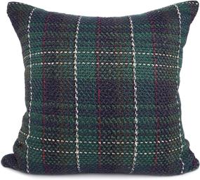 img 4 attached to 🎄 Christmas Series Knitted Wool Retro Farmhouse Buffalo Tartan Checkered Stripe Plaid Cotton Linen Decorative Throw Pillow Case Cushion Cover Pillowcase for Indoor Sofa (Green, 18x18)