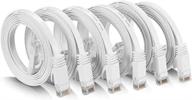 🐱 cat ethernet cable connectors - 10 feet, 5 pack (white) логотип