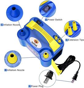 img 3 attached to NuLink Электрический насос с двойными насадками для надувания шаров для декора и вечеринок [110V ~ 120V, 600W, королевский синий] - Портативное и эффективное надувание