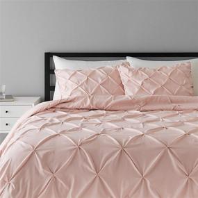 img 4 attached to 🛏️ Amazon Basics Blush Pink Light-Weight Microfiber Pinch Pleat Duvet Cover Set - Full/Queen