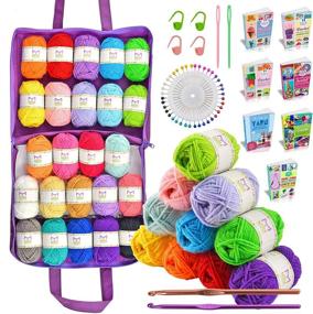 img 4 attached to 24 Acrylic Yarn Skeins, 1032 Yards Crafts Yarn - Crochet Knitting Carry Bag, 4 Locking 🎨 Stitch Markers, 2 Crochet Hooks, 2 Needles, 7 PDF Ebooks, Set of Pearl Head Pins - Mira Handcrafts.