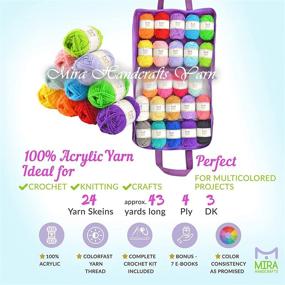 img 2 attached to 24 Acrylic Yarn Skeins, 1032 Yards Crafts Yarn - Crochet Knitting Carry Bag, 4 Locking 🎨 Stitch Markers, 2 Crochet Hooks, 2 Needles, 7 PDF Ebooks, Set of Pearl Head Pins - Mira Handcrafts.