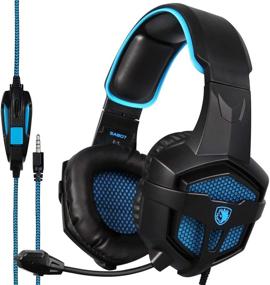 img 4 attached to 🎧 Sades SA807 Stereo Gaming Headsets Over Ear Headphones with Microphone Noise Isolation for New Xbox One PS4 PC Mobile - Black & Blue