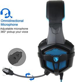 img 2 attached to 🎧 Sades SA807 Stereo Gaming Headsets Over Ear Headphones with Microphone Noise Isolation for New Xbox One PS4 PC Mobile - Black & Blue