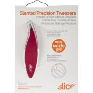 🔴 slice 10450 slanted tweezer: wide grip for easy use on normal & course hair or splinters - red logo