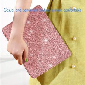 img 1 attached to 🌟 Lapogy New iPad Pro 12.9 Case (4th Generation) 2020 with Pencil Holder, Charging, Ultra Slim Magnetic Trifold Stand, TPU Protective Back Cover for 12.9 inch - Bling Glitter, Pink