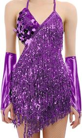 img 2 attached to 👗 Iridescent Sequin Tassel Latin Dance Dress - Samba Costumes for Women, Ballroom Dresses by iMucci