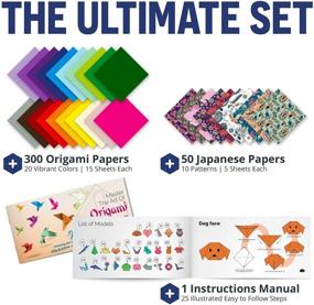 img 3 attached to 🎨 350 Origami Paper Kit with 300 Sheets, 50 Japanese Patterns, and Origami Book - Ideal Art Supplies for Kids (Ages 9-12)