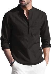 img 3 attached to 👕 COOFANDY Cotton Henley Casual Sleeve Men's Shirt: Classic Style and Comfort All in One