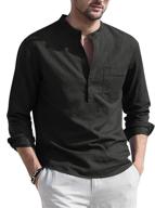 👕 coofandy cotton henley casual sleeve men's shirt: classic style and comfort all in one logo