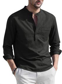 img 4 attached to 👕 COOFANDY Cotton Henley Casual Sleeve Men's Shirt: Classic Style and Comfort All in One