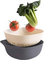 🍲 pzw999 kitchen colander: 2-in-1 fruit and vegetable strainer bowl sets, detachable colanders for washing (gray) logo