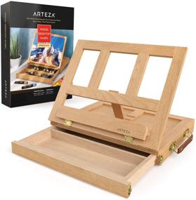 img 4 attached to 🎨 Arteza Tabletop Easel with Drawer and Palette, 13.38 x 10.25 x 2 Inches, Portable Beechwood Box for Art Supplies Storage, Ideal for Professional Artists and Hobby Painters
