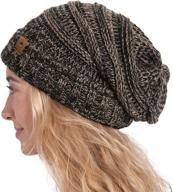 warm up this winter with tough headwear's slouchy beanie hat for women - oversized cable knit slouch hat - stay cozy with our chunky knitted cap for cold weather logo