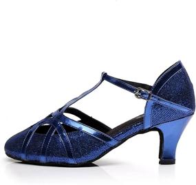 img 3 attached to Glitter Salsa Ballroom Shoes 👠 for Women: T-Strap Dance Heels by Minishion