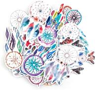 🌙 navy peony boho dream catcher stickers: cute waterproof decals for water bottles, laptops, scrapbooks, and journals (17pcs) logo