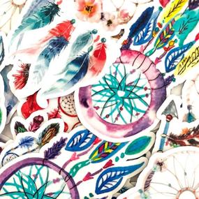 img 3 attached to 🌙 Navy Peony Boho Dream Catcher Stickers: Cute Waterproof Decals for Water Bottles, Laptops, Scrapbooks, and Journals (17pcs)