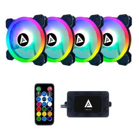 img 3 attached to 🌈 Apevia TL4-RGB Twilight 120mm Silent Addressable RGB LED Gaming Fan with Remote Control, 28x LEDs & 8X Anti-Vibration Rubber Pads (4-pack)