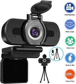 img 3 attached to 💻 Xinidc Full HD Webcam 1080P with Built-in Microphone – USB Web Camera for Laptop and Desktop, External Streaming PC Webcam with Privacy Cover and Tripod – Widescreen Webcam for Zoom, Skype, YouTube