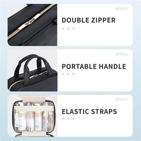 img 1 attached to 🎒 Vorspack Toiletry Bag with Hanging Hook - Travel Cosmetic Bag for Women and Men in Sleek Black PU Leather