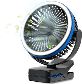 img 4 attached to 🔵 OUTXE 6700mAh Rechargeable Clip on Fan with Light - Portable Desk Fan for Treadmill, Golf Cart, Bed, Car Seat, Baby Stroller - Blue