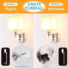 img 3 attached to 💡 USB Port Dimmable Swing Arm Wall Sconce Light with Plug in Cord, Ideal for Bedroom, Living Room, and Hotel