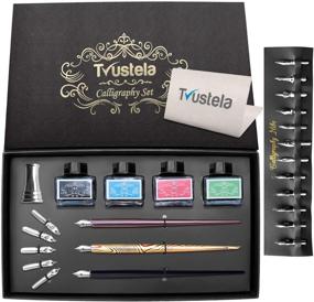 img 3 attached to 🖋️ Complete Calligraphy Set for Beginners: 3 Pens, 4 Ink Bottles, 20 Nibs, Perfect Gift for Men, Women, and Kids - Dip Pen Set and Pen Holder included!