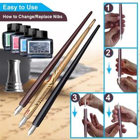 img 1 attached to 🖋️ Complete Calligraphy Set for Beginners: 3 Pens, 4 Ink Bottles, 20 Nibs, Perfect Gift for Men, Women, and Kids - Dip Pen Set and Pen Holder included!