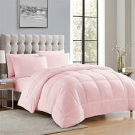 🛏️ sweet home collection queen size pale pink plush microfiber duvet insert comforter with all season warmth - luxurious down alternative bedding logo