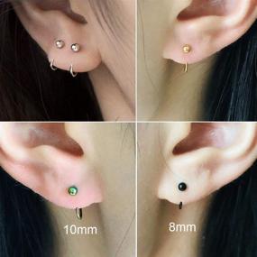 img 2 attached to 🌈 5 Pairs Mixed Colors Ball Huggie Earrings: Stylish Small Hoop Cartilage Tragus Earrings in Black, Silver, and Gold