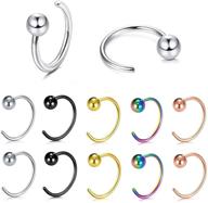 🌈 5 pairs mixed colors ball huggie earrings: stylish small hoop cartilage tragus earrings in black, silver, and gold logo