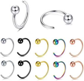 img 4 attached to 🌈 5 Pairs Mixed Colors Ball Huggie Earrings: Stylish Small Hoop Cartilage Tragus Earrings in Black, Silver, and Gold